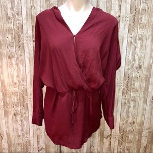 Vici NWOT maroon v-neck baby doll long sleeve top